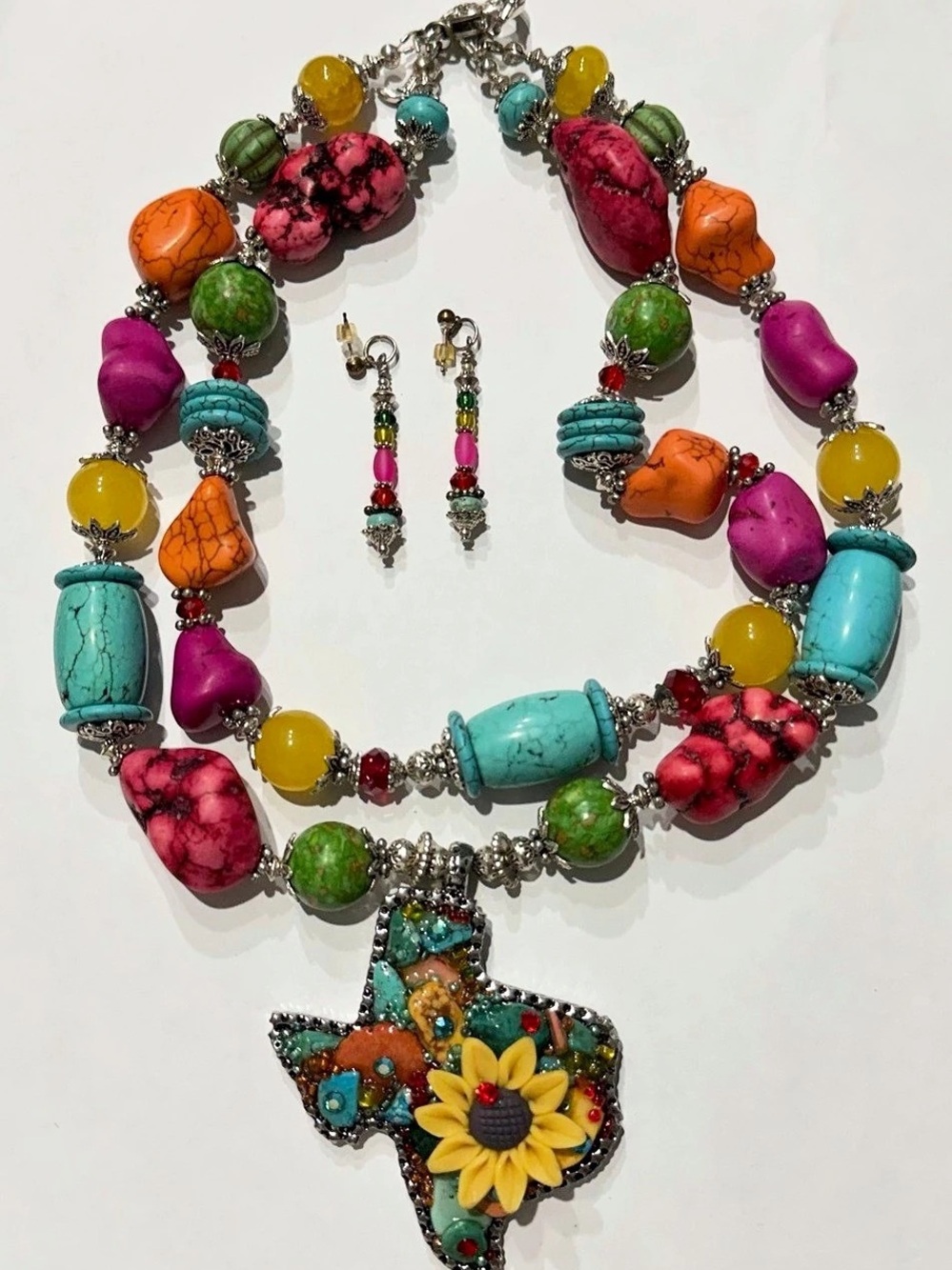 Multicolor Statement Necklace & Earrings Like New